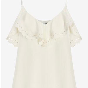 Express scalloped ruffle camisole ivory off white small New Witb Tags